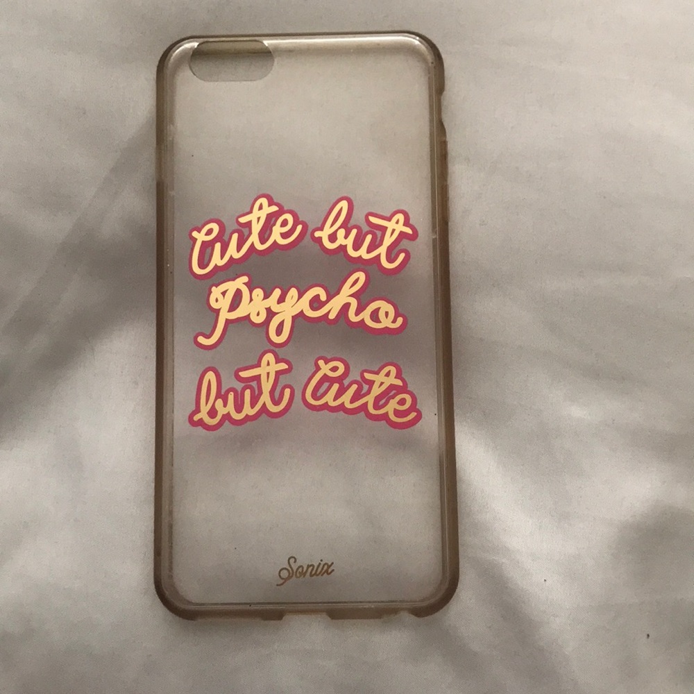 Cute but psycho phone case w brown trim